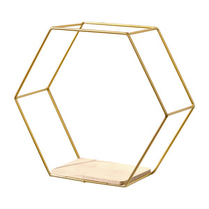 Mensola Esagonale in <span class=keywords><strong>Ferro</strong></span> <span class=keywords><strong>Battuto</strong></span> Stile Art Déco, Portaoggetti da Parete per Statuette e Decorazioni da Soggiorno - Product Image 5