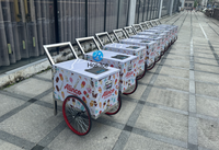 Chariot à glaces mobile personnalisé imprimé, glacière isotherme portable en acier inoxydable pour stand de rue