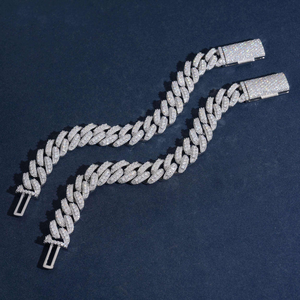 USA Warehouse <b>Men</b> 925 <b>Silver</b> Rhodium Plated Iced Out 13MM Moon Shape Moissanite Cuban Bracelet Hip Hop Party Gift - Product Image 6