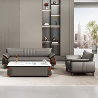 Conjunto de sofá de oficina modular multifuncional de lujo, moderno y ligero, diseño con cubierta de cuero, áreas de recepción, sofás públicos