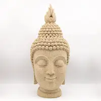 Handmade Elegant Buddha Head Statute, Sandstone Resin