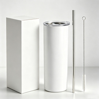 Gobelet isotherme moderne en acier inoxydable à double paroi de grande capacité (20/30 oz) avec couvercle anti-fuite et paille pour le camping et l'eau