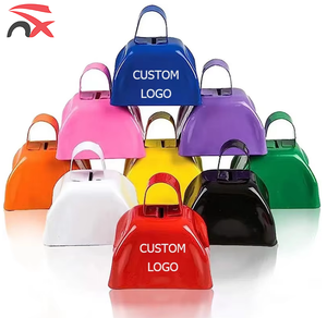 Custom Logo Printing Promotional Activity Sale Metal Handle Noise Makers Cow Bells for Cheering