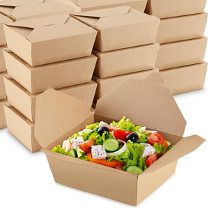 Contenedor de almuerzo desechable de alta calidad, caja de paquete corrugado con logotipo personalizado de cartón de papel Kraft de calidad para almacenamiento de alimentos - Product Image 1