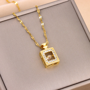 Collar de Acero Inoxidable con Cadena para Labios y Botella de <span class=keywords><strong>Perfume</strong></span> con Diseño de Alma Pulsante, Éxito de Ventas 2024 - Product Image 2