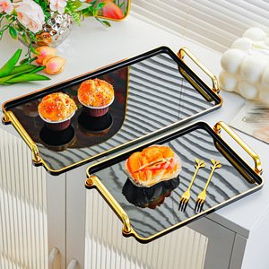 Vassoio Rettangolare in Plastica per Servire, Adatto al Microonde, per Tè e Cena, Portaoggetti per Soggiorno, Stile Moderno e Minimalista - Product Image 4
