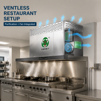 Système de hotte sans conduit pour restaurant commercial avec ventilateur intégré, pack d'équipement de cuisine pour locataires pour sites soumis à contraintes de ventilation