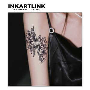 INKARTLINK Autocollant de tatouage semi-permanent floral <span class=keywords><strong>géométrique</strong></span>, motif bouquet de fleurs séparées, à base de plantes, tenue 15 jours, pour bras et épaule, vente en gros - Product Image 2