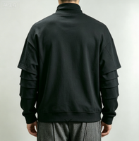 T-shirts Hip Hop pour hommes DTG Front 220 grammes, écologiques, manches longues, 100% coton noir vintage, anti-rétrécissement, jersey épais et ample.