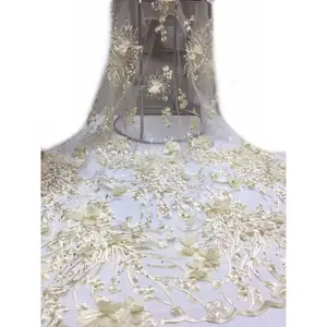 Chowleedee Sản Xuất 3D Voan Hoa Kéo Dài Cắt Nhung Thêu Nhỏ Váy Vải Ren Ren Cl64032
