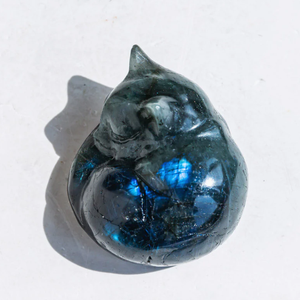 Sculpture artisanale en <span class=keywords><strong>labradorite</strong></span>, chat hibou, petite taille, à vendre - Product Image 2