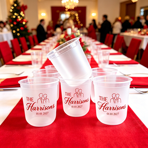 Gobelets transparents en PET/PP de 350 ml, 360 ml, 380 ml avec couvercle, bouteilles PET pour boissons, bière, impression de lettres monogramme, gobelets en plastique pour mariage et fête - Product Image 1