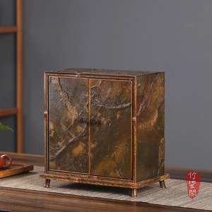 Purple Bamboo Rock Tea Cabinet Square Solid Wood Storage Display Shelf For Tea Set New Chinese Style Desktop Rack - Product Image 1