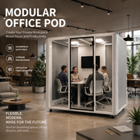 Cabina Acústica Modular Moderna para Reuniones, Móvil, Insonorizada, para 4 Personas, Sala de Trabajo Privada para Conferencias