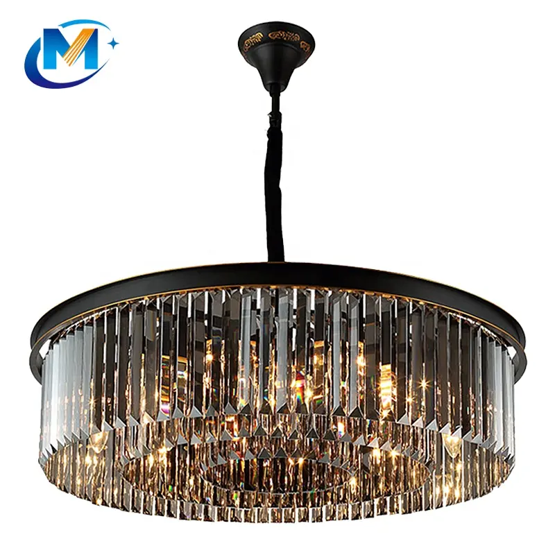 Factory Made Black Round Crystal Chandelier Lighting, 2020 New Rectangular Modern Chandelier For Living Dinning Room