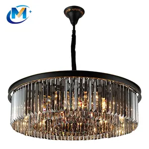 Nhà Máy Thực Hiện Đen Vòng Pha Lê Chandelier Chiếu Sáng, 2020 Mới Hình Chữ Nhật Hiện Đại Chandelier Cho Living Dinning Phòng