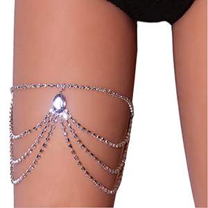 Bracelet élastique pour jambes multi-couches strass pour femmes, 1 pièce, ceinture de <span class=keywords><strong>cuisse</strong></span>, chaîne de <span class=keywords><strong>cuisse</strong></span>, <span class=keywords><strong>bijoux</strong></span> pour discothèque - Product Image 1