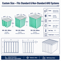 Filtre à air à poche haute capacité de retenue de poussière, à faible résistance, en fibre synthétique, pour système de ventilation de salle blanche
