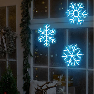 Enseigne néon de Noël, lumières bleues en forme de flocon de neige, décorations, lumières néon pour fenêtre <span class=keywords><strong>avec</strong></span> ornements en forme de flocon de neige pour décorations de Noël - Product Image 4