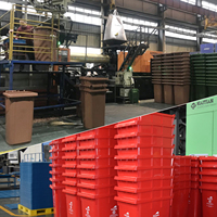 Tempat Sampah Plastik HDPE Hijau Ramah Lingkungan dengan Roda Karet Ganda dan Tutup yang Dapat Diangkat untuk Sekolah dan Kantor