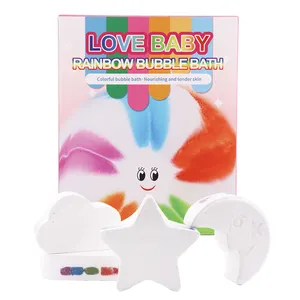 OEMฉลากส่วนตัวคุณภาพสูงใหม่ผลิตภัณฑ์Bath Bombsชุดของขวัญสปาที่มีสีสันRainbow Cloud Bath Fizzers Rainbow Bathระเบิด