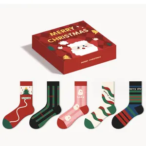 Chaussettes mi-tube chaudes en laine d'hiver pour femmes épaisses chaussettes de couchage chaussettes de Noël