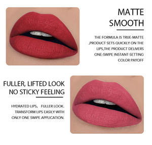 Eigen Merk Hoge Kwaliteit Hooggepigmenteerde Lipgloss Waterbestendig Langhoudende Rode Fluweelstructuur Romige Matte Lipstick - Product Image 2