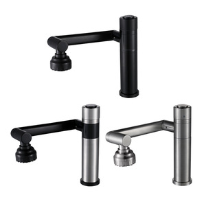 Black Stainless Steel Dual Handle Single Hole Basin Faucet Modern <b>Deck</b> Mounted With Rotating Lucky Cat Design - Product Image 3