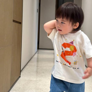 T-shirt en coton à manches courtes pour <span class=keywords><strong>bébé</strong></span>, illustration numérique décontractée, premier anniversaire, garçons et filles, haut d'été, vente en gros - Product Image 2