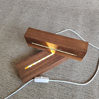 Support de lampe de nuit 3D rectangulaire USB, lumière LED multicolore, base de lampe en bois minimaliste, alimenté par piles, pour salon