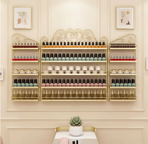 Estante de pared para salón de uñas, expositor de hierro para esmaltes y pegamentos de uñas - Product Image 1