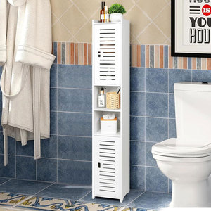 <b>Bathroom</b> <b>Storage</b> Cabinet 97cm Freestanding <b>Narrow</b> Toilet Side Shelf With Multiple Layers For <b>Bathroom</b> Organization - Product Image 1