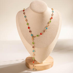 Ожерелье в европейско-американском спортивном стиле с бамбуковыми подвесками в форме сердца и капли, имитация жемчуга, с эффектом масляного наполнения - Product Image 4