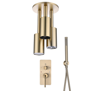 Pomme <span class=keywords><strong>de</strong></span> douche murale ronde HIDEEP pour salle <span class=keywords><strong>de</strong></span> bain, eau chaude et froide, corps principal, robinet <span class=keywords><strong>de</strong></span> douche pour <span class=keywords><strong>baignoire</strong></span>, or brossé - Product Image 6
