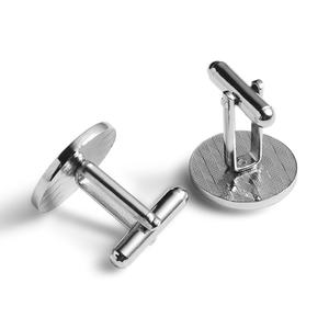 Mancuernillas de camisa de ajuste delgado con logotipo negro de esmalte epoxi suave de diseño redondo simple - Product Image 4