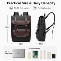 Mochila para Portátil de Cuero PU para Hombre, Estilo Británico Vintage, Bolsa de Viaje para Computadora de 15 Pulgadas, Mochila Urbana Impermeable para el Trabajo