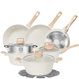 Ensemble de casseroles antiadhésives en pierre Maifan, 13 pièces, rondes, avec couvercles, pour usage domestique en cuisine - Product Image 1