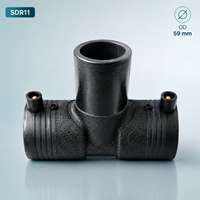 Conexión en T de Electrofusión HDPE de Superficie Lisa, 50mm, Accesorios de Tubería de Plástico HDPE, SDR11 PN16 PE100