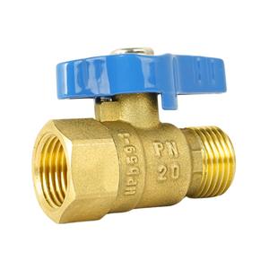 Robinet à bille à 4 points tout en cuivre, filetage interne et externe, épaissi, pour eau chaude et froide, passage direct, à 4 points - Product Image 1