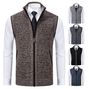 <span class=keywords><strong>Chaleco</strong></span> de punto para hombre 2026, cuello alto, sin mangas, suéter grueso con cremallera, chaqueta de moda - Product Image 1