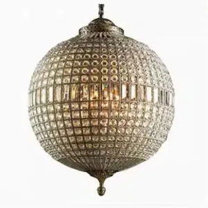 Luxury Egg Shaped Chandelier Crystals Lighting Spanish Style Traditional Vintage Bronze Globe French Pendant Lights Chandelier