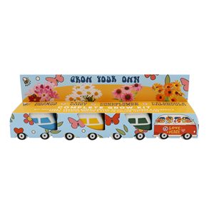 Kit de culture de mini-fleurs Seeds Mini Flower Bus, lot de 4 pots rétro colorés, marguerites, cosmos, calendula, coniflorus, kit de démarrage de semis tout-en-un, cadeau - Product Image 1