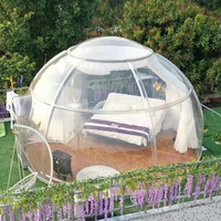 Dôme géodésique transparent pour hôtel de glamping, tente bulle ignifuge et imperméable en panneaux PC, pour toutes les saisons, montage rapide