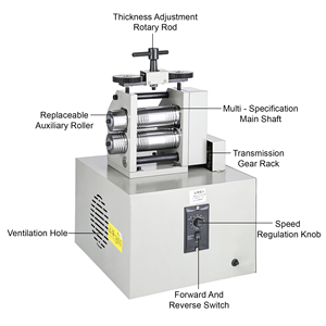 Outil de formage à rouleaux pour plaques de bijouterie sur un petit laminoir électrique gris. Machine de fabrication de bijoux en métal efficace - Product Image 5