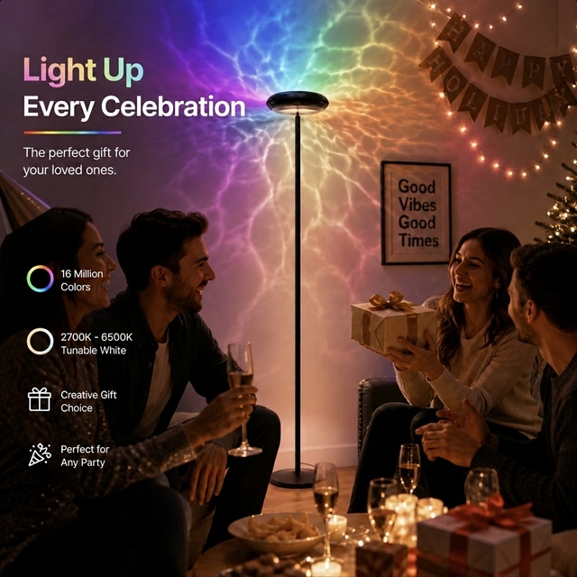 Modern LED Floor Lamp RGBIC RGB Smart Music Sync WIFI TUYA Corner Ambient Standing Light for Living Room Bedroom Gaming Setup