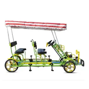 中国工厂价格4座萨里自行车四轮车便宜4人萨里自行车，带车顶和婴儿座椅