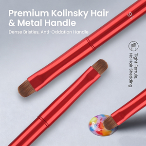 <b>Crimped</b> 5Pcs Kolinsky Acrylic Nail Brush <b>Set</b> Metal Handle Sizes 8/10/12/14/16 Private Label - Product Image 3