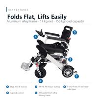 Fauteuil roulant électrique pliable en alliage d'aluminium pour seniors, capacité de charge 150 kg, batteries au lithium
