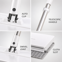Serpillère à clipser grande taille avec manche télescopique en acier inoxydable pour usage domestique, jetable, sans lavage à la main, serpillère plate