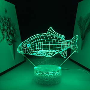 Fisch-Nachtlichter Tierfiguren Papierschnitte 3D LED-Lampe Acrylplatte Raumdekoration Dropshipping Fabrik Großhandel - Product Image 3